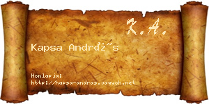 Kapsa András névjegykártya
